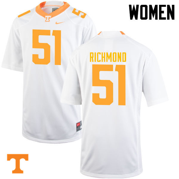 Women #51 Drew Richmond Tennessee Volunteers College Football Jerseys-White
